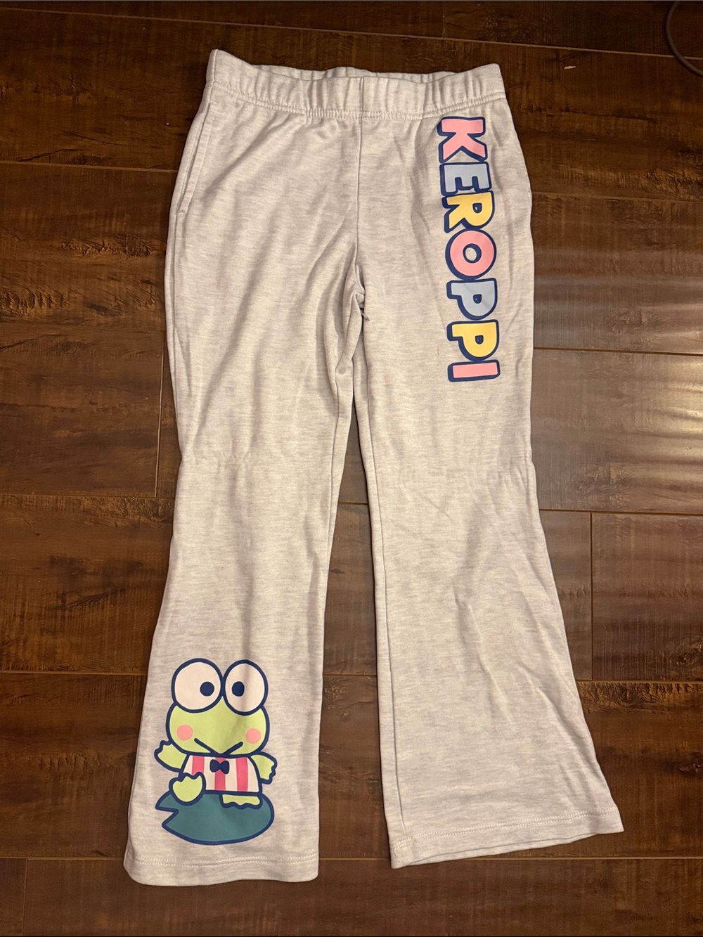 Sanrio Keroppi Light Gray Pants with Colorful Lettering